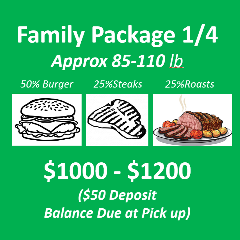#1 Family Quarter: $50 Deposit online, balance due at pick-up.